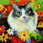 Алмазная мозаика Кошка в цветах (Brushme GF1367)