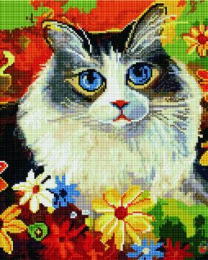 Алмазная мозаика Кошка в цветах (Brushme GF1367)