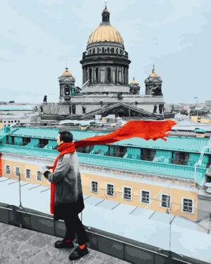 Картина по номерам Красный шарф в путешествии (Brushme GX26238)