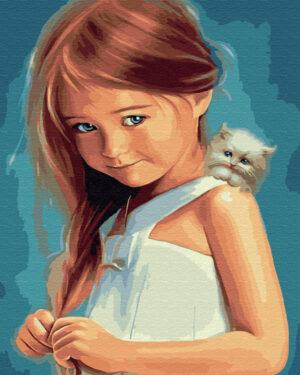 Картина по номерам Стисняшка с котёнком (Brushme GX29829)