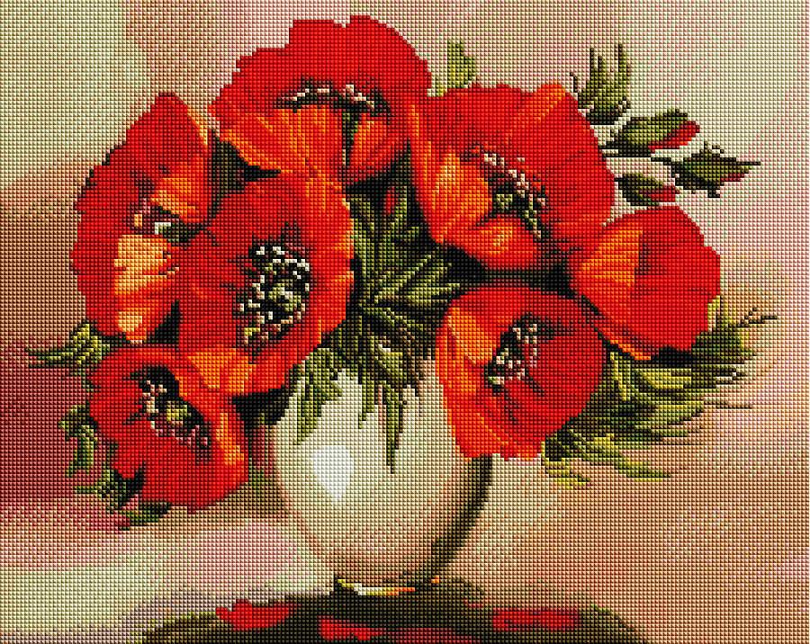 Алмазная мозаика Маки в вазе (Brushme GF3649)