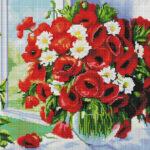 Алмазная мозаика Букет из маков и ромашек (Brushme GF4127)