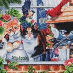 Алмазная мозаика Котики в саду (Brushme GF3022)