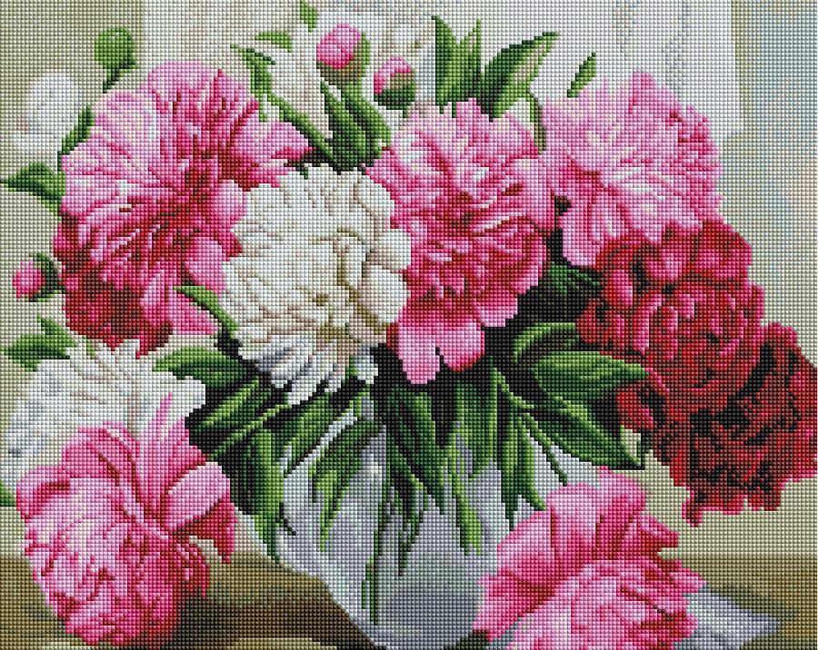 Алмазная мозаика Пионы в вазе (Brushme GF4057) Алмазная мозаика Пионы в вазе (Brushme GF4057)