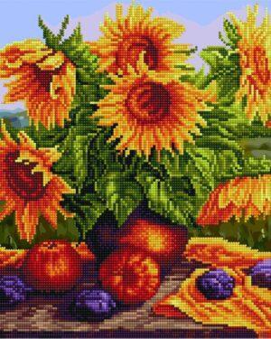 Алмазная картина-раскраска Натюрморт с подсолнухами (Brushme GZS1017)