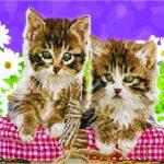 Алмазная картина-раскраска Котята в корзинке (Brushme GZS1041)