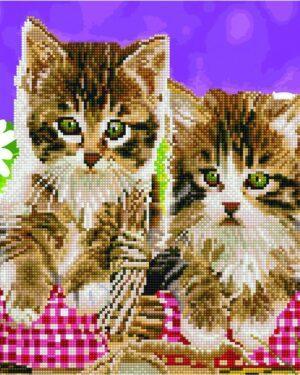 Алмазная картина-раскраска Котята в корзинке (Brushme GZS1041)