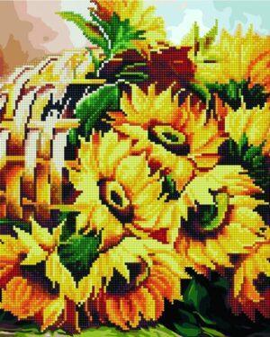 Алмазная картина-раскраска Подсолнухи в корзине (Brushme GZS1080)