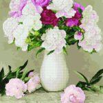 Алмазная картина-раскраска Нежные пионы (Brushme GZS1091)