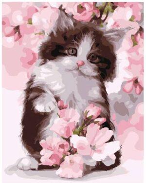 Картина по номерам Котик в розовом цвету (Brushme GX24603)