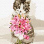 Картина по номерам Котик с букетом (Brushme GX31482)