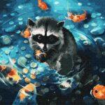 Картина по номерам Енот и рыбки (Brushme GX32779)
