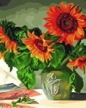Алмазная картина-раскраска Натюрморт с подсолнухами (Brushme GZS1027)
