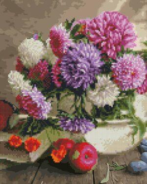 Алмазная картина-раскраска Разноцветные астры (Brushme GZS1133)