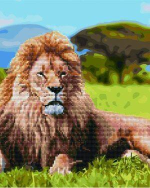 Алмазная картина-раскраска Царственный лев (Brushme GZS1092)