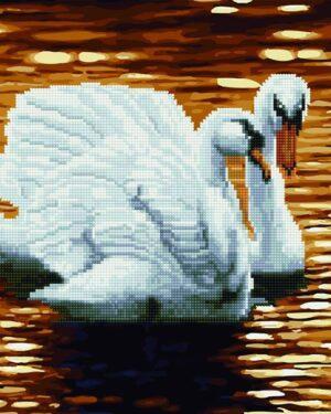 Алмазная картина-раскраска Лебеди на пруду (Brushme GZS1112)