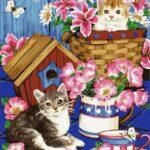 Картина по номерам Котята в цветах (Brushme GX21578)