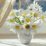 Картина по номерам Ромашки в белой вазе на окне (Brushme BS22637)