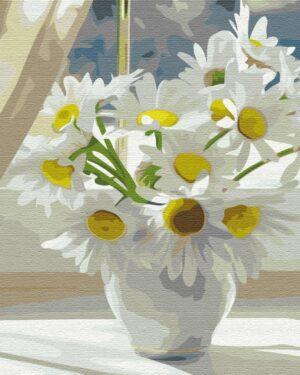 Картина по номерам Ромашки в белой вазе на окне (Brushme BS22637)
