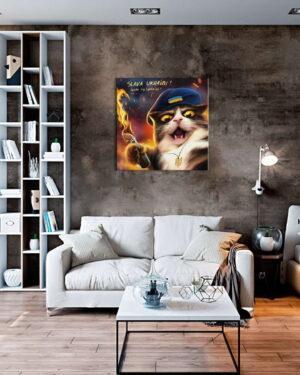 Постер на холсте Котик повстанец ©Марианна Пащук (Brushme CN53120L) 50×50 см