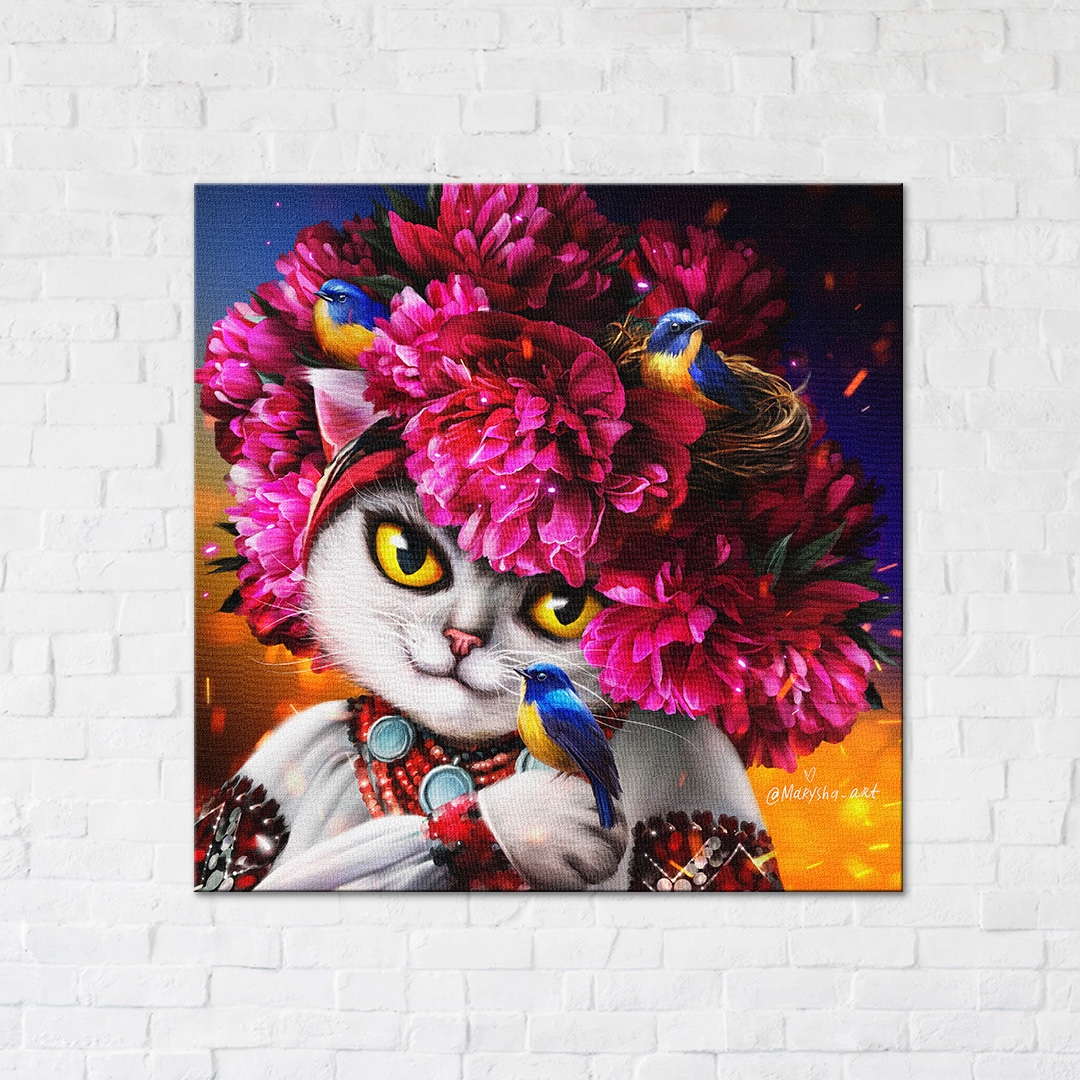 Постер на холсте Цветущая кошка ©marysha_art (Brushme CN53223L)
