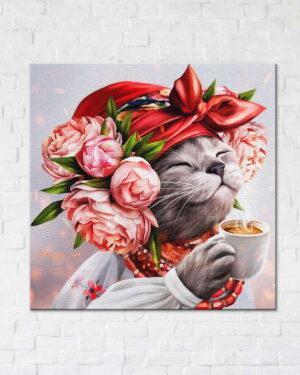 Постер на холсте Кошка хозяйка ©marysha_art (Brushme CN53241L) 50×50 см
