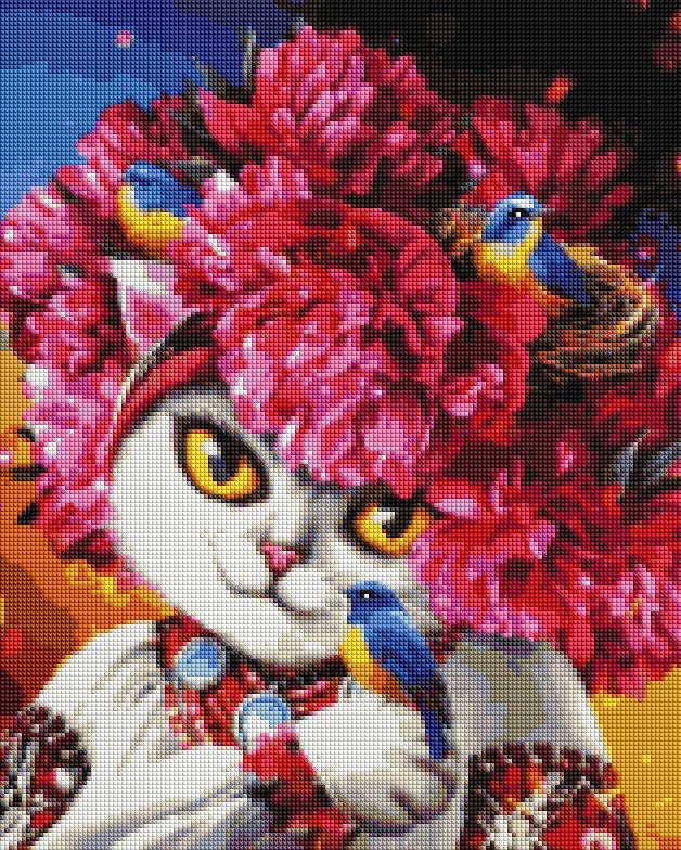 Алмазная мозаика Цветущая кошка ©Марианна Пащук (Brushme DBS1035)