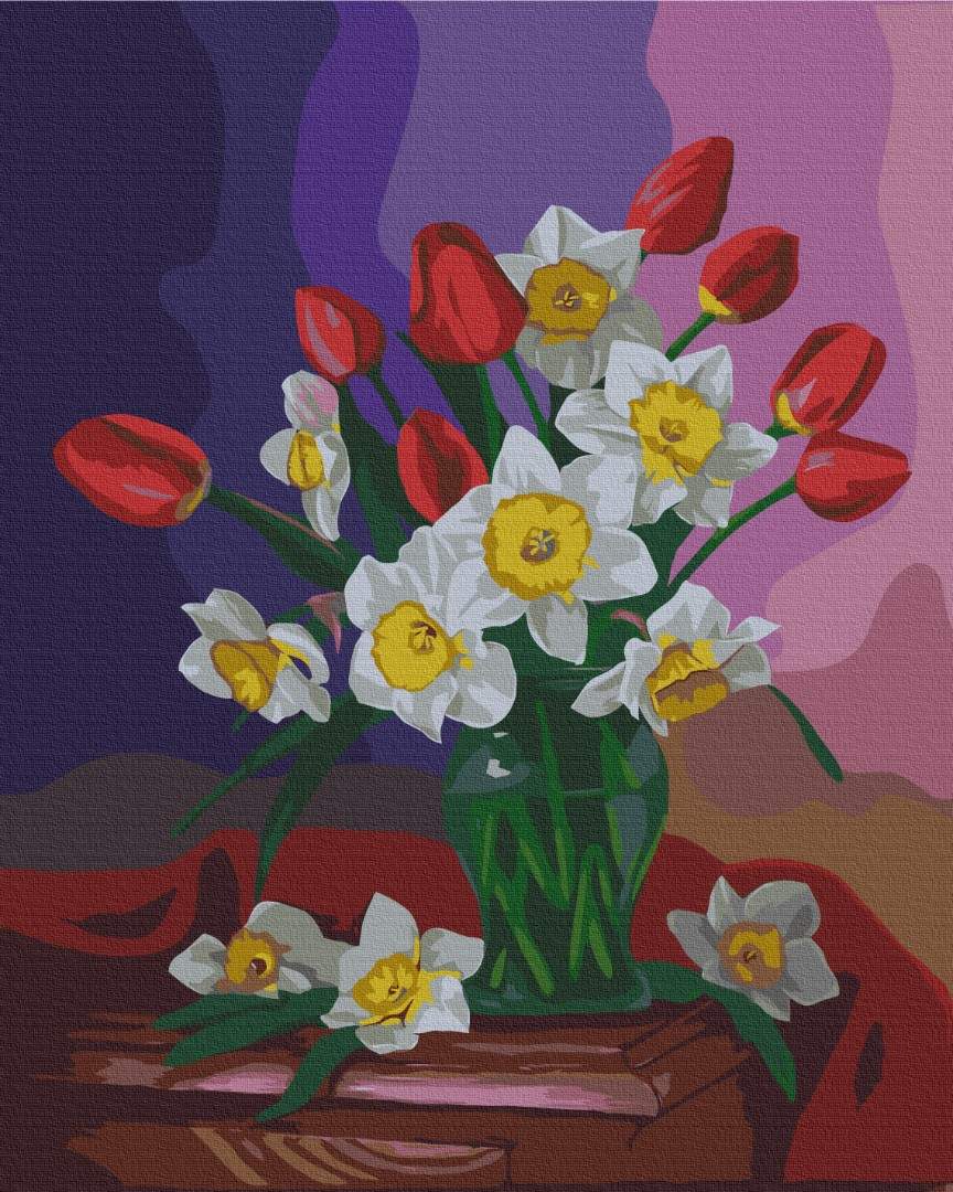 Картина по номерам Букет тюльпанов и нарциссов © Valentyna Ivanova (Brushme BS53486)