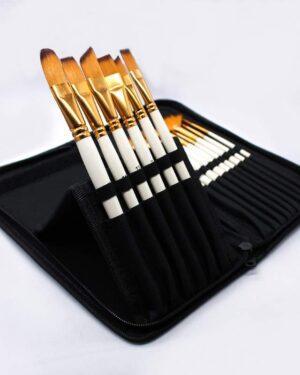 Набор профессиональных нейлоновых кисточек 15 шт. (текстильный пенал) (Brushme BR1576)