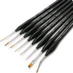 Набор профессиональных нейлоновых кисточек 8 шт. (черные с серебряными вставками) (Brushme BR842)