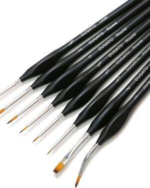 Набор профессиональных нейлоновых кисточек 8 шт. (черные с серебряными вставками) (Brushme BR842)