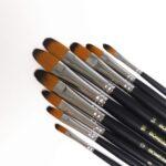 Набор профессиональных нейлоновых кисточек 9 шт. (черные с серебряными вставками) (Brushme BR903)