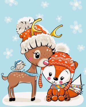 Картина по номерам Олененок с лисичкой (Brushme KBS0077)